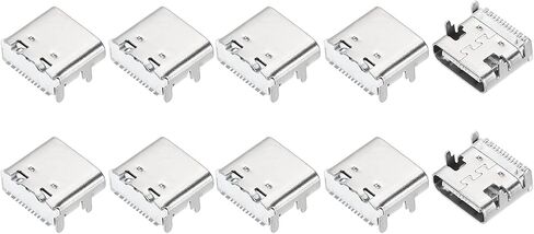 MECCANIXITY 5Pcs USB3.1 Type C Female Socket Connector Jack Port, 16Pin DIP 90 Degree Repair Replacement Adapter for Electronics Power Jack Port DIY Projects, Orange, Blue, White, Green, Black in Kuwait