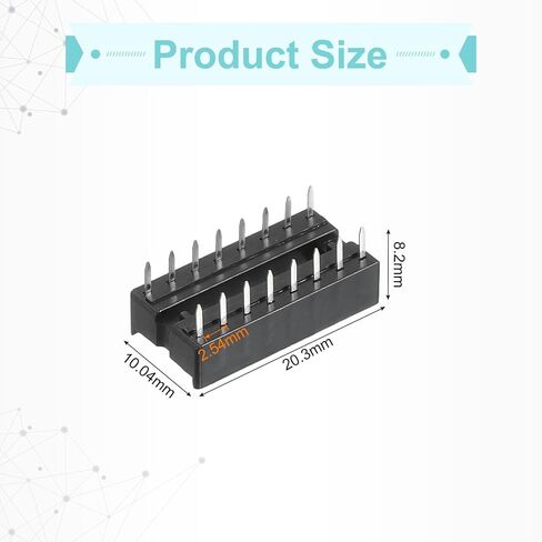 MECCANIXITY 30Pcs DIP IC Chip Socket Adapter 7.62mm Row Pitch 16 Pin IC Assortment Kit 2.54mm/0.1" Pitch for Breadboard Project, PCB Board Design in Kuwait