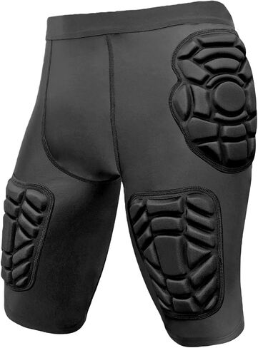 5-Pads Compression Padded Shorts w/ Hip, Thigh, and Tailbone Protection for Football, Rugby, Baseball in Kuwait