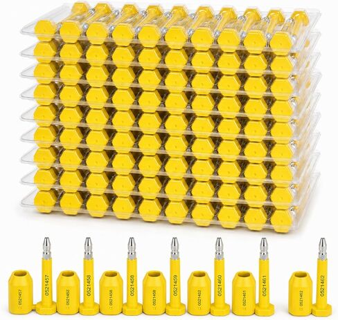 100 PCS Bolt Seals, High Security Shipping Container Seals with Progressive Numbering, Tamper Evident Metal Trailer Seals, for Cargo Containers and Truck Trailers, Yellow in Kuwait