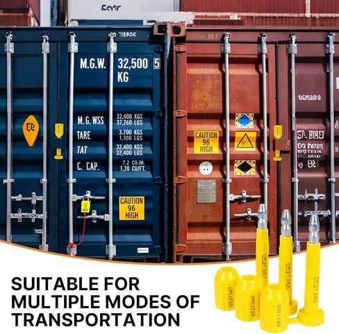 100 PCS Bolt Seals, High Security Shipping Container Seals with Progressive Numbering, Tamper Evident Metal Trailer Seals, for Cargo Containers and Truck Trailers, Yellow in Kuwait