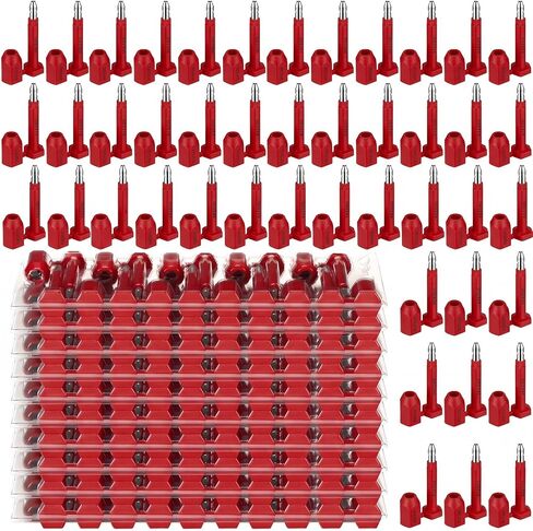 Threlaco 100 Pcs Bolt Shipping Seal with Print Progressive Numbering Disposable Truck Container Seals for Trucks, Trailers, Cargo Containers (Red) in Kuwait