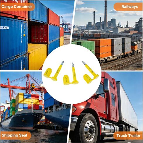 100 PCS Bolt Seals, High Security Shipping Container Seals with Progressive Numbering, Tamper Evident Metal Trailer Seals, for Cargo Containers and Truck Trailers, Yellow in Kuwait