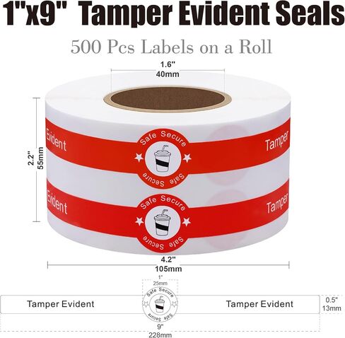 HYBSK 500 Pcs Tamper Evident Seals Stickers for Drink Lids Tamper Proof Safe Secure 1.25 x 9 Inch Drinking Delivery Protection Stickers Sealed for Drink Food Seals in Kuwait