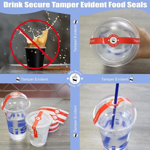 HYBSK 500 Pcs Tamper Evident Seals Stickers for Drink Lids Tamper Proof Safe Secure 1.25 x 9 Inch Drinking Delivery Protection Stickers Sealed for Drink Food Seals in Kuwait