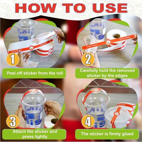 HYBSK 500 Pcs Tamper Evident Seals Stickers for Drink Lids Tamper Proof Safe Secure 1.25 x 9 Inch Drinking Delivery Protection Stickers Sealed for Drink Food Seals in Kuwait