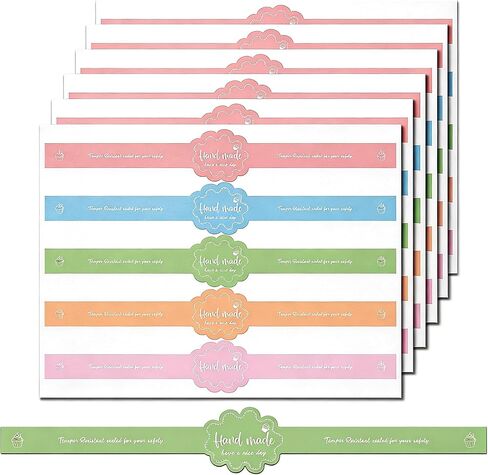 300 Pcs Food Retail Package Seal Stickers 1" x 9" Safe Secure Tamper Evident Lids Stickers,Baking Gift Box Sticker for Handmade Baking Craft Arts in Kuwait