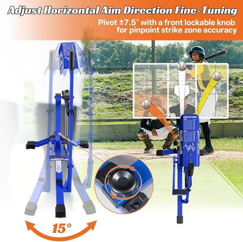50 MPH Manual Baseball Pitching Machine - No Electricity Required | Throws Ground Balls, Line Drives & Fly Balls | Adjustable Speed 20-50 MPH for Baseball & Softball in Kuwait