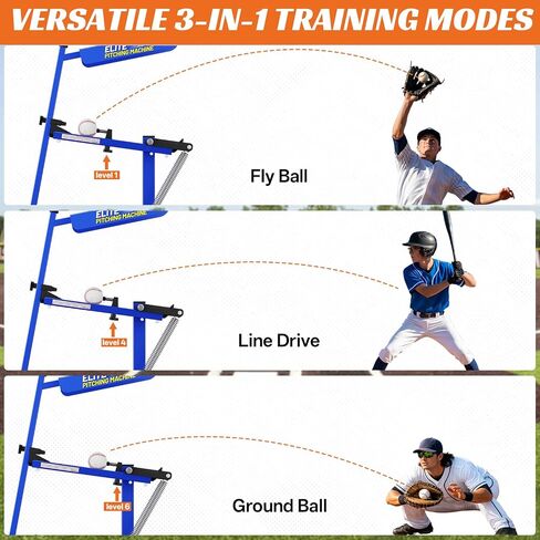 50 MPH Manual Baseball Pitching Machine - No Electricity Required | Throws Ground Balls, Line Drives & Fly Balls | Adjustable Speed 20-50 MPH for Baseball & Softball in Kuwait