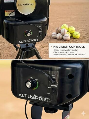 Automatic Pitching Machine for Baseball, Softball, Kids & Youth | Up to 50 MPH, Auto Ball Feeder (Baseball), Lightweight 22 lbs, Portable Training Equipment for Kids, Youth & Coaches in Kuwait