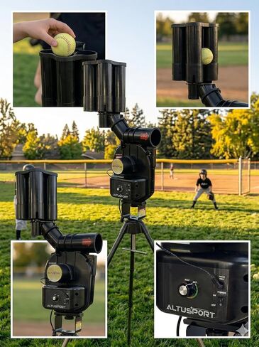 Automatic Pitching Machine for Baseball, Softball, Kids & Youth | Up to 50 MPH, Auto Ball Feeder (Baseball), Lightweight 22 lbs, Portable Training Equipment for Kids, Youth & Coaches in Kuwait