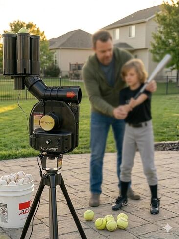 Automatic Pitching Machine for Baseball, Softball, Kids & Youth | Up to 50 MPH, Auto Ball Feeder (Baseball), Lightweight 22 lbs, Portable Training Equipment for Kids, Youth & Coaches in Kuwait