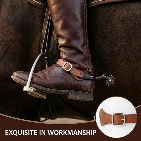 Bremorou 2 Pieces Leather Spur Straps, Spurs for Cowboy Boots, Western Men Adjustable Boot Straps, Genuine Leather, Handmade Western Accessories for Women Men(Rustic) in Saudi Arabia