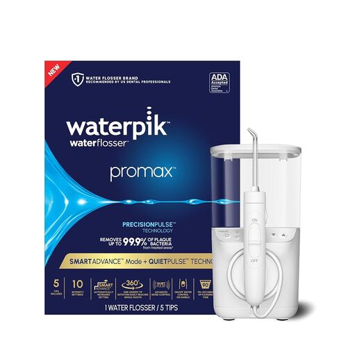 خيط تنظيف الأسنان المائي Waterpik Promax مع وضع SmartAdvance لصحة اللثة اليومية وتنظيف الأسنان، والأقواس، والزرعات، ومقبولة من ADA، وتصميم صغير هادئ، وخيط تنظيف الأسنان الكهربائي مع 10 إعدادات، و5 نصائح، WF-23 in Kuwait
