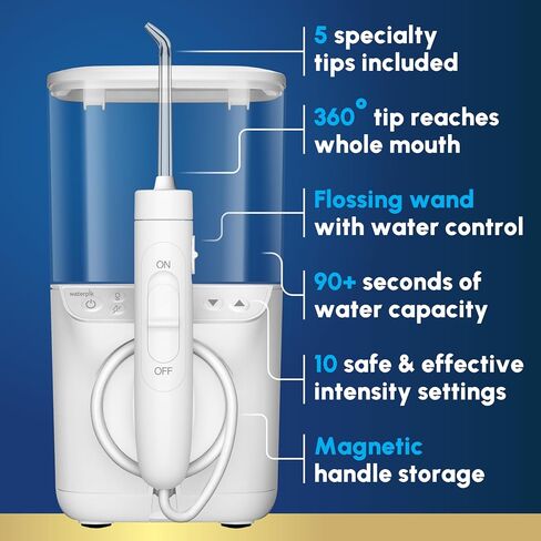 خيط تنظيف الأسنان المائي Waterpik Promax مع وضع SmartAdvance لصحة اللثة اليومية وتنظيف الأسنان، والأقواس، والزرعات، ومقبولة من ADA، وتصميم صغير هادئ، وخيط تنظيف الأسنان الكهربائي مع 10 إعدادات، و5 نصائح، WF-23 in Kuwait