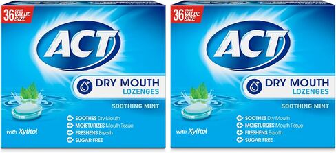 ACT Dry Mouth Lozenges with Xylitol, Soothes, Moisturizes & Freshens, Soothing Mint, Value Size, 36 ct., 2 pk in Kuwait