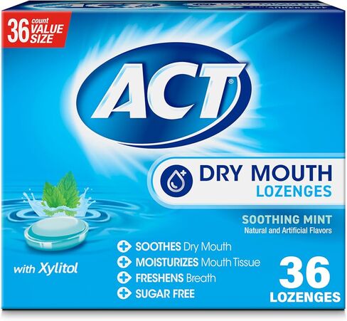 ACT Dry Mouth Lozenges with Xylitol, Soothes, Moisturizes & Freshens, Soothing Mint, Value Size, 36 ct., 2 pk in Kuwait