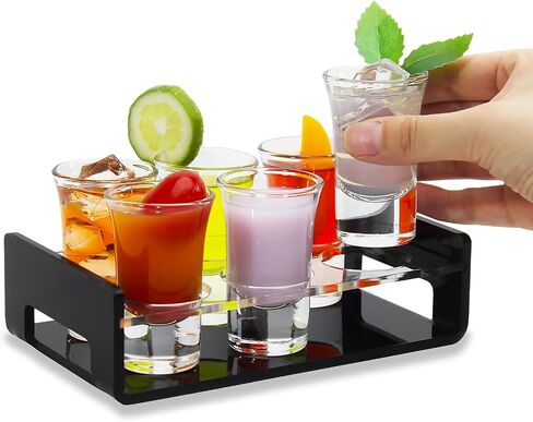 【NEW】 Acrylic Shot Glasses Serving Set, Waterproof Shot Glass Tray Holder Set, Shot Glass Holder, Shot Glass Tray Shot Glass Organizer for Bar, Restaurant, Party, Family Gathering in Kuwait