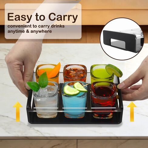 【NEW】 Acrylic Shot Glasses Serving Set, Waterproof Shot Glass Tray Holder Set, Shot Glass Holder, Shot Glass Tray Shot Glass Organizer for Bar, Restaurant, Party, Family Gathering in Kuwait