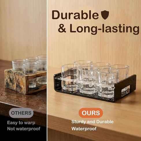 【NEW】 Acrylic Shot Glasses Serving Set, Waterproof Shot Glass Tray Holder Set, Shot Glass Holder, Shot Glass Tray Shot Glass Organizer for Bar, Restaurant, Party, Family Gathering in Kuwait