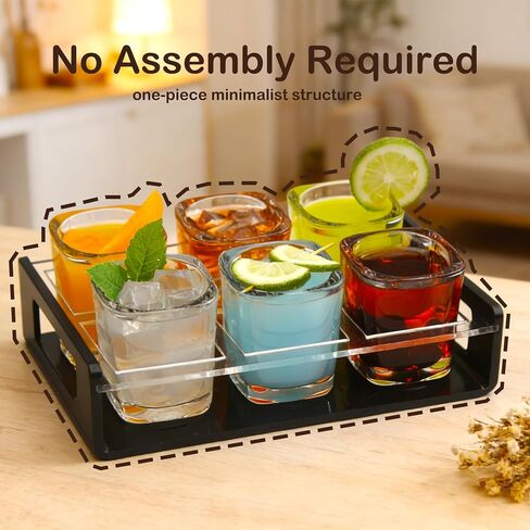 【NEW】 Acrylic Shot Glasses Serving Set, Waterproof Shot Glass Tray Holder Set, Shot Glass Holder, Shot Glass Tray Shot Glass Organizer for Bar, Restaurant, Party, Family Gathering in Kuwait