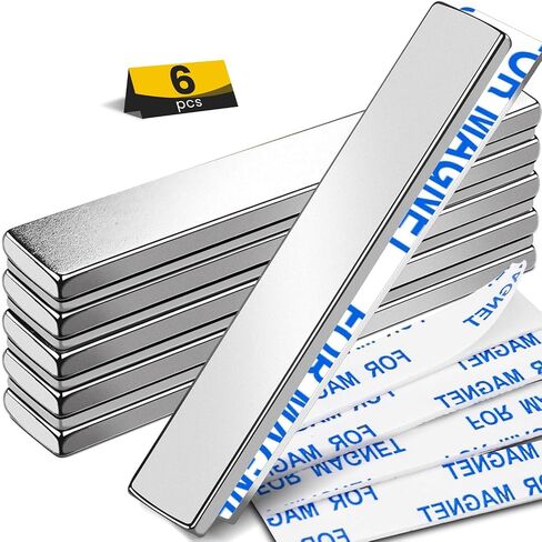 DIYMAG Neodymium Magnets, 12 Pack Strong Magnetic Bar with Double-Sided Adhensive Backing Heave Duty Rare Earth Magnet for Fridge, Classroom, Science and Craft - 2.36 x 0.39 x 0.12 in Black in Kuwait