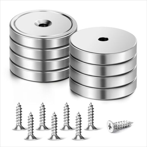 Neodymium Magnets, 16 Pack Strong Cup Magnet with Screws, Countersunk Hole Magnets, Rare Earth Magnet for Wall, Crafts, Cabinet Doors, DIY Projects, Office, Workplace - 0.78 * 0.23 inch, 40 lbs in Kuwait
