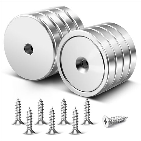 Neodymium Magnets, 16 Pack Strong Cup Magnet with Screws, Countersunk Hole Magnets, Rare Earth Magnet for Wall, Crafts, Cabinet Doors, DIY Projects, Office, Workplace - 0.78 * 0.23 inch, 40 lbs in Kuwait
