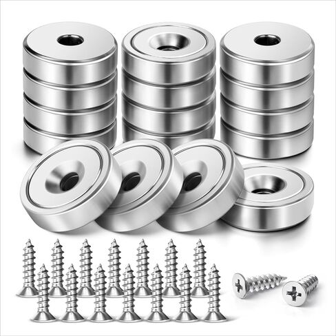Neodymium Magnets, 16 Pack Strong Cup Magnet with Screws, Countersunk Hole Magnets, Rare Earth Magnet for Wall, Crafts, Cabinet Doors, DIY Projects, Office, Workplace - 0.78 * 0.23 inch, 40 lbs in Kuwait