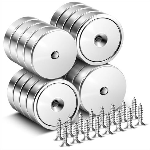 Neodymium Magnets, 16 Pack Strong Cup Magnet with Screws, Countersunk Hole Magnets, Rare Earth Magnet for Wall, Crafts, Cabinet Doors, DIY Projects, Office, Workplace - 0.78 * 0.23 inch, 40 lbs in Kuwait
