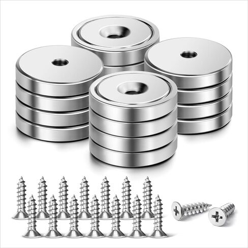 Neodymium Magnets, 16 Pack Strong Cup Magnet with Screws, Countersunk Hole Magnets, Rare Earth Magnet for Wall, Crafts, Cabinet Doors, DIY Projects, Office, Workplace - 0.78 * 0.23 inch, 40 lbs in Kuwait