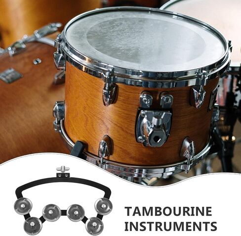 Sturdy Silver Drum Mount Tambourine Hand Bell Instrument Made of Aluminum Alloy and Abs, Designed be Used on Drums without Burrs and Will Not Damage the Skin, Percussion in Kuwait