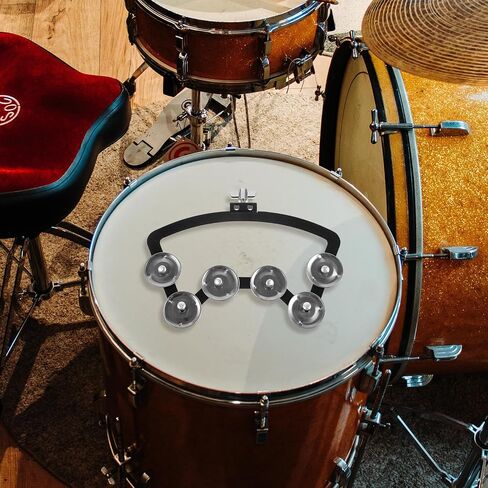 Sturdy Silver Drum Mount Tambourine Hand Bell Instrument Made of Aluminum Alloy and Abs, Designed be Used on Drums without Burrs and Will Not Damage the Skin, Percussion in Kuwait
