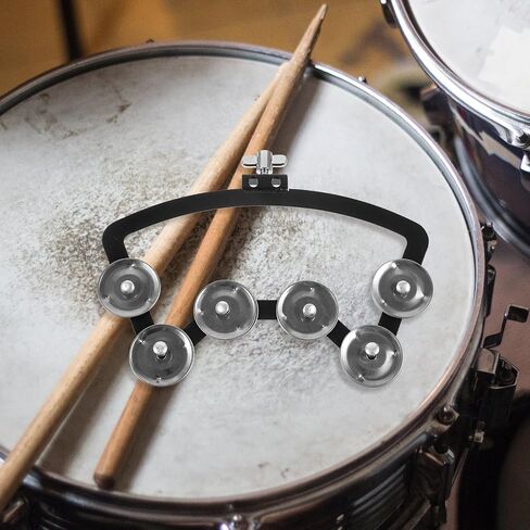 Sturdy Silver Drum Mount Tambourine Hand Bell Instrument Made of Aluminum Alloy and Abs, Designed be Used on Drums without Burrs and Will Not Damage the Skin, Percussion in Kuwait