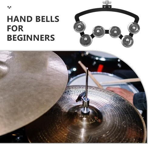 Sturdy Silver Drum Mount Tambourine Hand Bell Instrument Made of Aluminum Alloy and Abs, Designed be Used on Drums without Burrs and Will Not Damage the Skin, Percussion in Kuwait