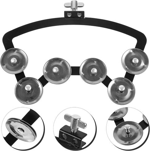 Sturdy Silver Drum Mount Tambourine Hand Bell Instrument Made of Aluminum Alloy and Abs, Designed be Used on Drums without Burrs and Will Not Damage the Skin, Percussion in Kuwait