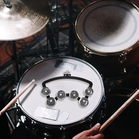 jojofuny Silver Drum Mounting Tambourine Made of Aluminum Alloy and Abs, without Burrs, Will Not Damage the Skin, for Use on Drums in Percussion Performances and Practice Sessions in Kuwait