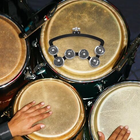 jojofuny Silver Drum Mounting Tambourine Made of Aluminum Alloy and Abs, without Burrs, Will Not Damage the Skin, for Use on Drums in Percussion Performances and Practice Sessions in Kuwait