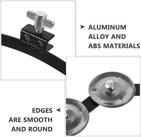 jojofuny Silver Drum Mounting Tambourine Made of Aluminum Alloy and Abs, without Burrs, Will Not Damage the Skin, for Use on Drums in Percussion Performances and Practice Sessions in Kuwait