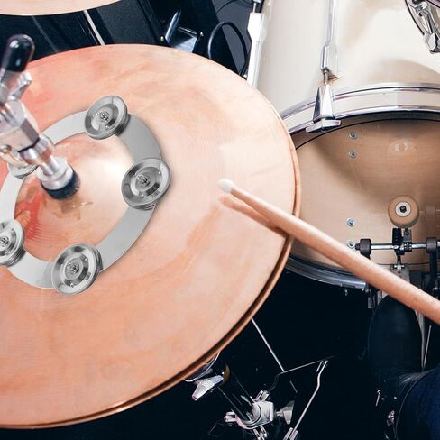 Housoutil Silver Metal Drum Set Accessory Tambourine with Excellent Sound Quality and Versatile Design for Professional Drummers and Music Enthusiasts during Performances and Practice in Kuwait