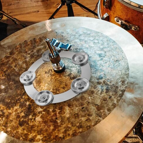 Housoutil Silver Metal Drum Set Accessory Tambourine with Excellent Sound Quality and Versatile Design for Professional Drummers and Music Enthusiasts during Performances and Practice in Kuwait