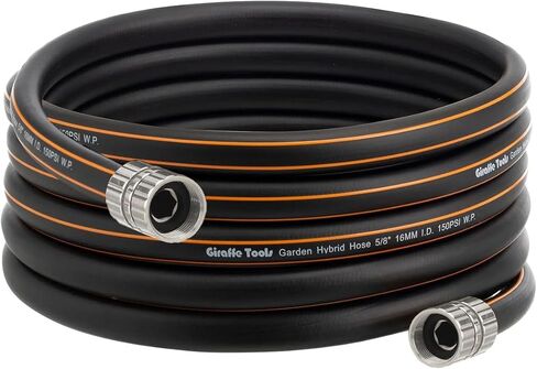 Giraffe Tools Garden Hose 5/8", Custom Length, Heavy Duty, No Kink, Flexible, Rubber Garden Hose, Leakproof Water Hose, 600 Burst PSI, 25ft Male to Female Hose in Saudi Arabia