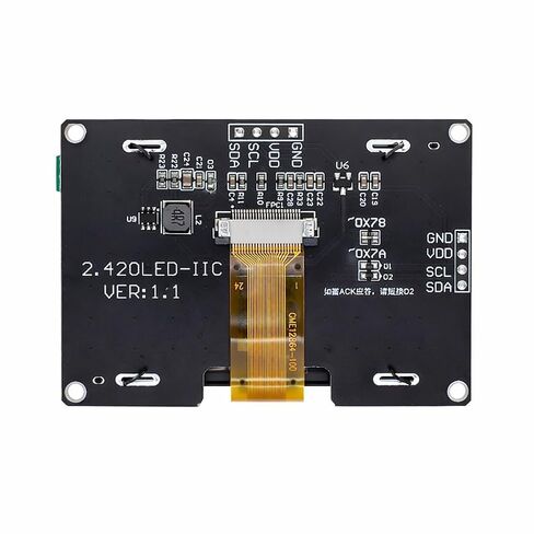 2.42 Inch OLED Display Module SSD1309 128x64 I2C IIC 4 Pin Screen Kit, Includes Header Pins & Wiring Diagram, Easy to Connect for Arduino Raspberry Pi ESP32 DIY Projects in Kuwait