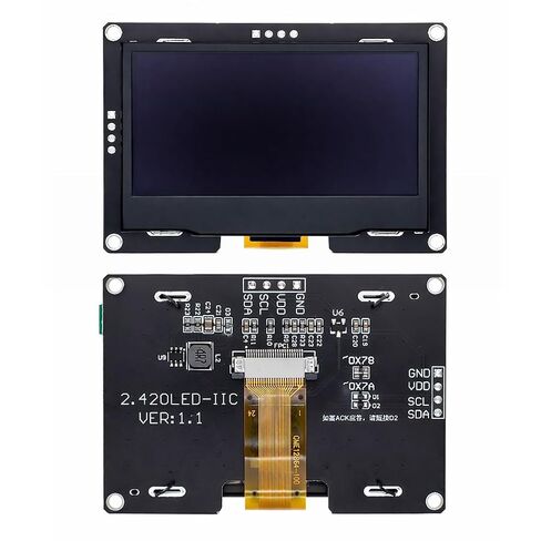 2.42 Inch OLED Display Module SSD1309 128x64 I2C IIC 4 Pin Screen Kit, Includes Header Pins & Wiring Diagram, Easy to Connect for Arduino Raspberry Pi ESP32 DIY Projects in Kuwait