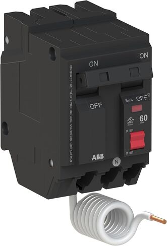 ABB Q-Line® THQL2160GFT2 قاطع دائرة الأعطال الأرضية • قاطع مزدوج القطب بقدرة 60 أمبير • حماية GFCI • تيار متردد 120/240 فولت تيار متردد • تصنيف المقاطعة 10 kAIC • قاطع التوصيل الإضافي لمراكز التحميل in Kuwait