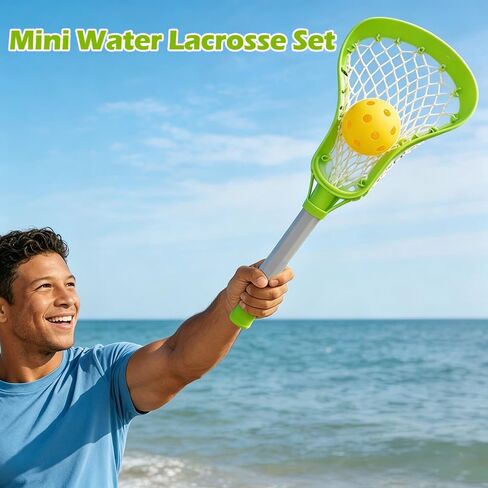 CEYAZYE 4 Sets 17" Lacrosse Stick and Ball, Mini Water Lacrosse Sticks for Pool Beach Games, Sports & Outdoor Play for Adults, Birthday Gifts (Green, Orange) in Kuwait