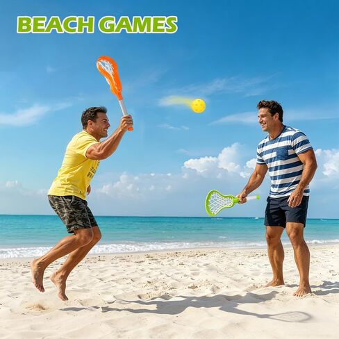 CEYAZYE 4 Sets 17" Lacrosse Stick and Ball, Mini Water Lacrosse Sticks for Pool Beach Games, Sports & Outdoor Play for Adults, Birthday Gifts (Green, Orange) in Kuwait