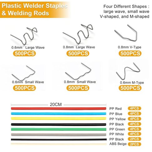 weideer 3028PCS Plastic Welding Staples,Plastic Welder Staples & Welding Rods,8 Types, Auto Bumper Repair Kit,Hot Staples with Portable Toolbox for Car, DIYers,Toy in Kuwait