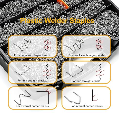 weideer 3028PCS Plastic Welding Staples,Plastic Welder Staples & Welding Rods,8 Types, Auto Bumper Repair Kit,Hot Staples with Portable Toolbox for Car, DIYers,Toy in Kuwait