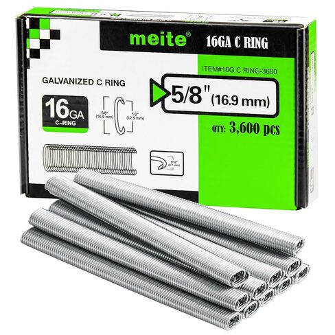 meite 16 Gauge 1/2" Hog Rings, Galvanized Hog Ring Staples for SC760C, SC760-I2 Hog Ring Stapler, C Ring Staples for Bag Closing, Fencing Installation, Upholstery Repair (3,600 Counts) in Kuwait